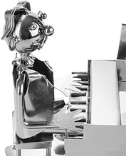 BRUBAKER Portabottiglia da Vino dal Raffinato Design Pianista con Pianoforte - Portabottiglie per Vino in Metallo con Biglietto di Auguri