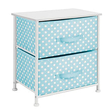 mDesign Mobiletto con due cassetti in fibra sintetica – Comodo organizer cameretta con fantasia a pois – Piccola cassettiera per bambini perfetta per la cameretta o la nursery – turchese e bianco