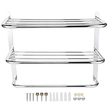 Ausla - Portasciugamani da bagno in acciaio inox, a 3 livelli, con porta asciugamani, porta asciugamani e aste da bagno, 55 x 45 x 21 cm