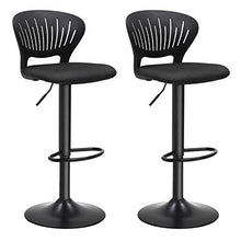 SONGMICS Set di 2 Sgabelli da Bar, Sedie Regolabili in Altezza con Schienale a Forma di Corona, Sedile Imbottito Confortevole, Poggiapiedi e Fodera a Rete Traspirante, Girevole a 360°, Nero LJB04BK