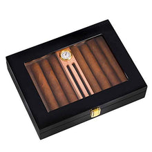YUTRD ZCJUX Cigar Humidor, Cedar Cigar Desktop Box con umidificatore e igrometro, Piano in Vetro for 15 (10-15 Cigars)