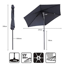 Sekey® Ombrellone in Ombrello Parasole da Esterno da Giardino Ø 270 cm Protezione Solare UV50+ Grigio