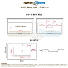 Mobile bagno SOSPESO 100 cm con lavabo in ceramica e specchio con cassetti ROVERE CHIARO LINDA 8210