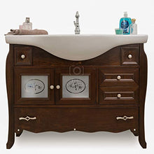 Shop Chic Arredo Bagno in Legno Classico Noce Arte povera 105 cm lavabo pensile