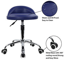 KKTONER Sgabello girevole con schienale in ecopelle Sgabello regolabile in altezza con ruote per la pittura Massaggio per tatuaggi SPA Sgabello da lavoro per negozio (Blu)