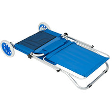 TecTake 800536 - Lettino da Spiaggia con Ruote, Tettuccio Parasole Regolabile Alluminio 176 cm - Disponibile in Diversi Colori (Blu | Nr. 402784)