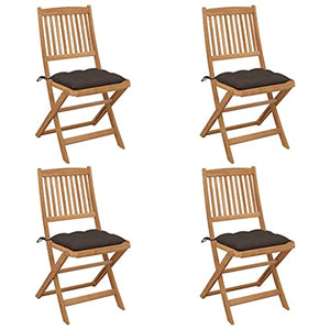 vidaXL Sedie da Giardino Pieghevoli 4 pz con Cuscini Massello Acacia