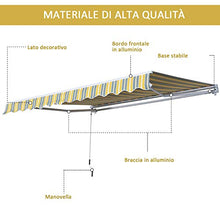 Outsunny Tenda da Sole per Esterno a Bracci 3.5x2.5m, Regolazione con Manovella, Metallo e Poliestere Grigio e Giallo