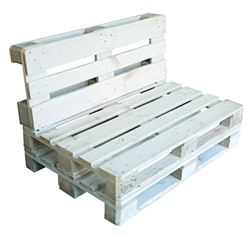 clc Divano divanetto 2 posti in Pallet EPAL per Esterni e Giardino -Made in Italy- Bianco, 120x80x78