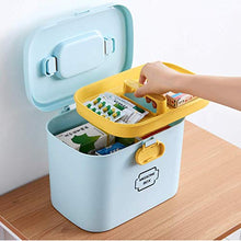 ZCG - Scatola di pronto soccorso a 2 livelli, in plastica, con vassoio rimovibile e manico portatile, 28,5 x 18 x 21 cm (dimensioni: blu)