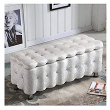 Pouf Panca Ottomana Stoccaggio Ottomano Bench Poggiapiedi Trapuntato in Tessuto Imbottito Scarpe Panca Living Room Divano Banco Bedroom End Sgabello Poggiapiedi con Ascensore Top