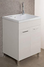 giordanoshop Mobile Lavatoio in ABS 60x60x89 cm 2 Ante Ambrosini Ariel Bianco Rigato