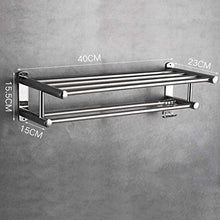 OLDJTK Porta Asciugamani con Doppio portasciugamani for Bagno (Acciaio Inossidabile 40 cm Montato a Parete) Organizer for mensola Doccia, Finitura Lucida