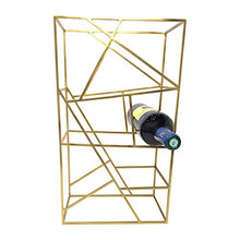 LaLe Living Vino - Portabottiglie in ferro spazzolato, per 9 bottiglie di vino con dimensioni 26 x 45,5 cm, per conservare vino e bottiglie d'acqua, design geometrico