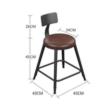 LLT Pratico sgabello 2 Pz Bar sedia della cucina Bar Sgabelli Pianale da cucina Prima colazione Sedia da pranzo contatore Black Metal frame Soft cuscino del sedile di sicurezza Schienale,45 cm,45 cm