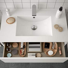 Yellowshop - Mobile Mobiletto da Bagno Sospeso in Legno Cm 100 Completo di Specchiera Lampada LED E Lavabo in Porcellana Arredo Modello Noja 1000