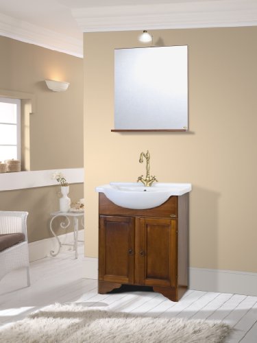 Mobile da bagno classico in legno con lavabo arte povera