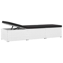 Tidyard Lettino Prendisole Reclinabile con Tavolino in Polyrattan Bianco,Sedia a Sdraio Prendisole da Giardino Rclinabile in Rattan,Lettino da Sole Singolo,Lettino da Piscina Patio 195x60x31 cm