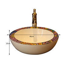 Lavabo da appoggio Lavabo da appoggio rotondo in ceramica in tinta unita in ceramica di colore europeo (46x15cm) Lavandini bagno