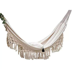 lefeindgdi amaca dondolo per balcone, fatta a mano, nappe in corda per 2 persone, stile boho, macramè, con frange, per cortile, camera da letto, portico, interni ed esterni