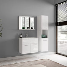 Armadietto da bagno Montreal, 131 cm, mobile alto da bagno, colore: bianco lucido