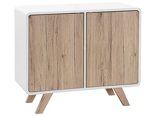 Beliani Credenza laminata in color legno chiaro/bianco Milo