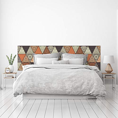 MEGADECOR Testiera per letto in PVC, decorativa, economica, con motivo geometrico a triangoli, stampati, diverse misure (200 cm x 60 cm)
