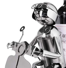 BRUBAKER Portabottiglie Scooter Driver Argento - Portabottiglie Scultura in Metallo - 27 cm Regalo Vino Figura in Metallo per Gli Appassionati di Scooter - con Biglietto D'auguri