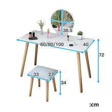 Specchiera Tavolo Cosmetici Con Specchio & Sgabello Imbottito,Semplice Camera Da Letto Vanity Toeletta Da Trucco Scrivania Scrivania Del Computer MOBILI MODERNI Per Home-Naturale-b 80x40x72cm(31x16x28