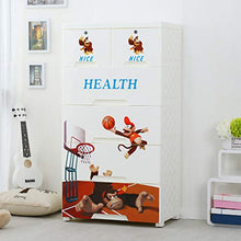 ZYJ Armadio Portatile, Cartone Animato Bambino Scimmia Armadio Giocattolo di plastica Armadio Armadio Bambino cassetto di stoccaggio per i Vestiti,4layers