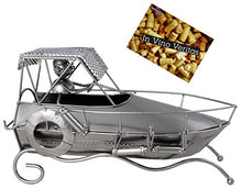 Brubaker Portabottiglie per Vino - Motoscafo Barca da Regata - Decorazione in Metallo - Portabottiglie con Biglietto d'Auguri - Regalo del Vino