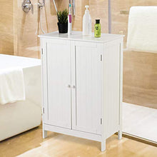 GOPLUS Mobiletto per Bagno con Due Ante Armadietto in Legno Bianco 87x60x35 cm
