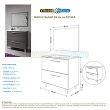 MarinelliGroup Mobile Bagno 80 cm con lavabo in Ceramica e Specchio con cassetti Grigio Cenere Petalo