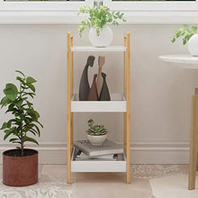 LYM &ripiano di stoccaggio Cucina Scaffale, Supporto Multi-Funzione Fiore Rack Bagagli da Terra Telaio in Legno massello scaffalatura a 3 Strati Scaffale di Finitura
