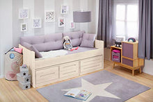 BioKinder Lina Credenza Cassettiera Letto con 2 cassettiere in Legno massello di Pino 80 x 55 x 40 cm Bianco smaltato, cassettiere Grigio smaltato