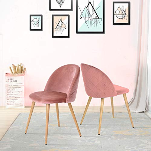 CLIPOP - Set di 2 sedie da pranzo in velluto, imbottite, con schienale e gambe in metallo, sedie da salotto per sala da pranzo, soggiorno, camera da letto e ufficio