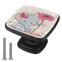 Greeting card with elephant and flowers on pink background Pomelli per Porta Set di 4 Pomelli per Mobili Manopole per Cassetti Cucina Armadio Vetro