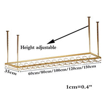 LIYANJJ Portabottiglie sospeso Portabottiglie da soffitto Industriale a 2 Piani con portabicchieri Barra da soffitto in Metallo Portabottiglie da Vino Altezza Regolabile per Cucina/Bar/Ristorante