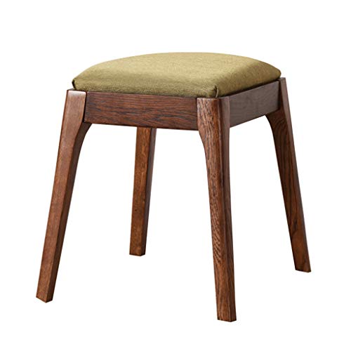 Jiangang-Ottomane Mobili per la casa e Giardino Sgabello Imbottito poggiapiedi in Legno di Rovere con Comodo Cuscino Sgabello Sgabello per Soggiorno/Camera da letto-43x37x43cm Ottomani da Cucina