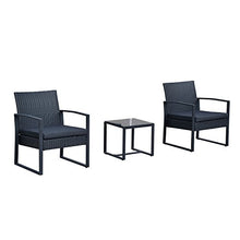 Outsunny Set Mobili da Giardino Tavolino con 2 Sedie 3pz con Cuscini Esterno Giardino Rattan Nero