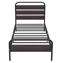 belupai Telaio letto con testiera e pedana in legno, telaio singolo in metallo con grande spazio per adulti, bambini e ragazzi, facile da montare (nero, 90 x 200 cm)