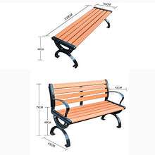 outdoor furniture Panche da Parco in Legno massello, panche da terrazza in Legno massello in Ferro battuto, sedili per Esterni con braccioli e schienali, Adatti per Prati, Punti panoramici e piazze