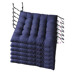 AGDLLYD Cuscini per sedie da Pranzo Cuscino,Cuscini Morbidi per sedie da Giardino, Cucina, Ufficio, Sala da Pranzo, con Laccetto, 40 x 40 x5 cm Confezione da 6. (Blu Scuro)