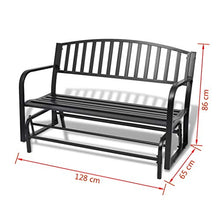 Cikonielf Panchina da Giardino a Dondolo 128 x 65 x 86 cm Panchina da Giardino con Braccioli Curvati Elegante Robusta Classica-Nera in Acciaio