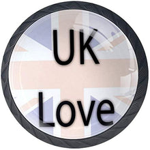 UK Love The Great British Flag Pomelli per Porta Set di 4 Pomelli per Mobili Manopole per Cassetti Cucina Armadio Vetro