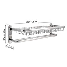 Mensola per asciugamani da bagno, pieghevole a parete, con trattamento di ossidazione superficiale per camera da letto, 58,9 x 23,9 x 15,0 cm