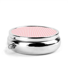 Minimiel, portapillole a 3 scomparti, rosa a pois, kit da viaggio di lusso, in metallo, rotondo, argento, pillole, vitamine e olio di pesce