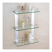 Storage Mensole da Bagno a Parete, ripiano in Vetro Elegante e Resistente alla Sicurezza, mensole da Bagno a Parete, portaoggetti per Doccia a Parete per Foratura per Cucina in Bagno (3 Livelli)