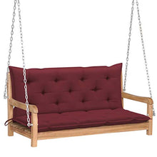 vidaXL - Altalena da giardino in legno di teak, con cuscino, altalena da giardino, terrazzo, esterno, 120 cm, colore: Rosso bordeaux