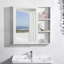 Mobile Bagno di Grandi Dimensioni Specchio per rasatura a Porta Singola Specchio a Parete con ripiano Interno per anticamera, Mobile Camera da Letto, Bianco (60x12,5x70cm)